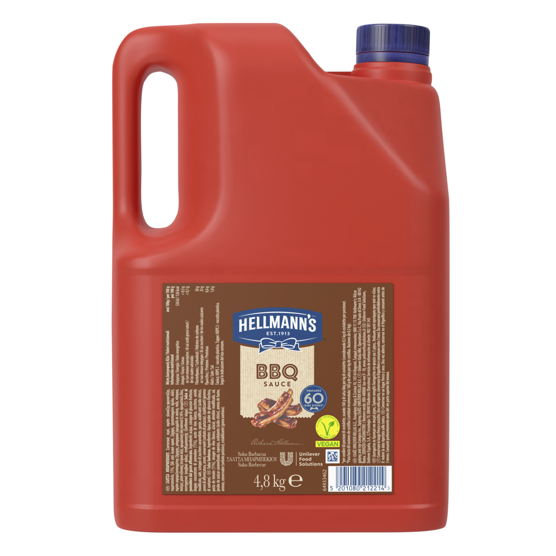 Hellmann's Sos Barbeque 4.8 Kg - Note intense de BBQ afumat și textură stabilă, ideal ca bază pentru sosuri sau glazuri, cu rezultate excelente în toate preparatele tale.