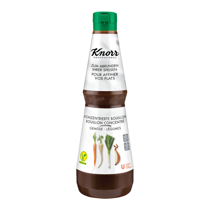 Knorr Bulion Lichid Legume - Knorr Professional Bulion Lichid de Legume intensifica savoarea preparatelor de fiecare data, pastrand calitatea si gustul constant al retetelor tale.