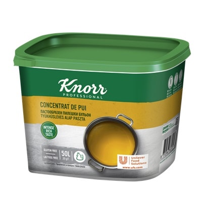 Knorr Concentrat de Pui - Surprinde-ti clientii cu un gust intensificat al preparatelor cu baza de pui.