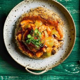 Clatite din fidea cu lufa, tofu si shiitake Clatite din fidea cu lufa, tofu si shiitake