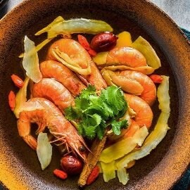 Creveti cu ierburi in stil chinezesc