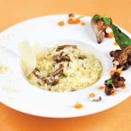Risotto cu ciuperci de padure si prepelita
