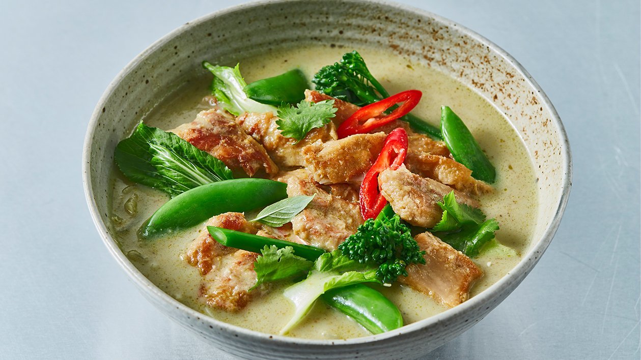 Fasii NoChicken cu curry verde in stil thai – - Reţetă