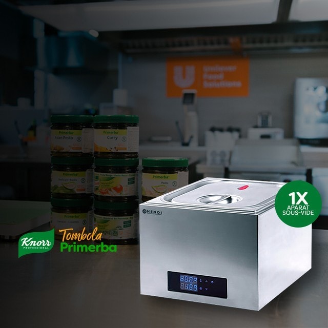 Participă la Tombola Knorr Primerba 2024 și poți câștiga un aparat Sous-Vide Hendi care îți va ușura munca în bucătărie!